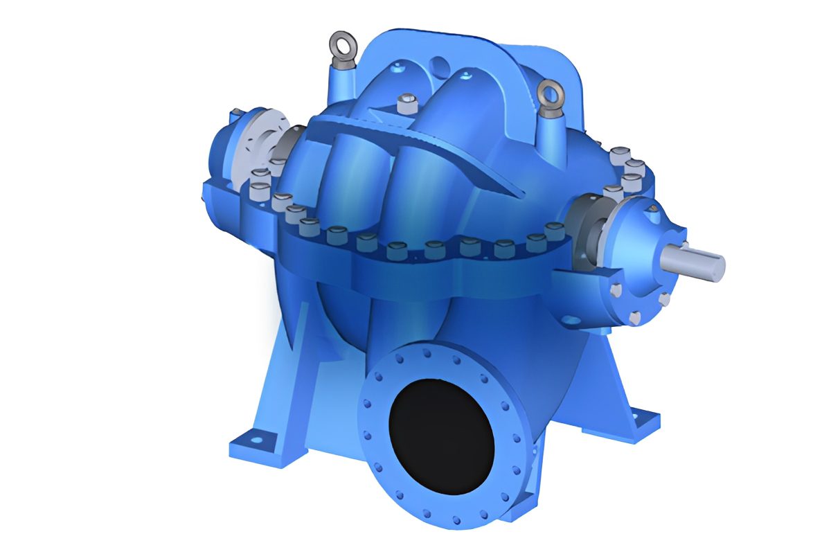 Industrial blue centrifugal pump illustration