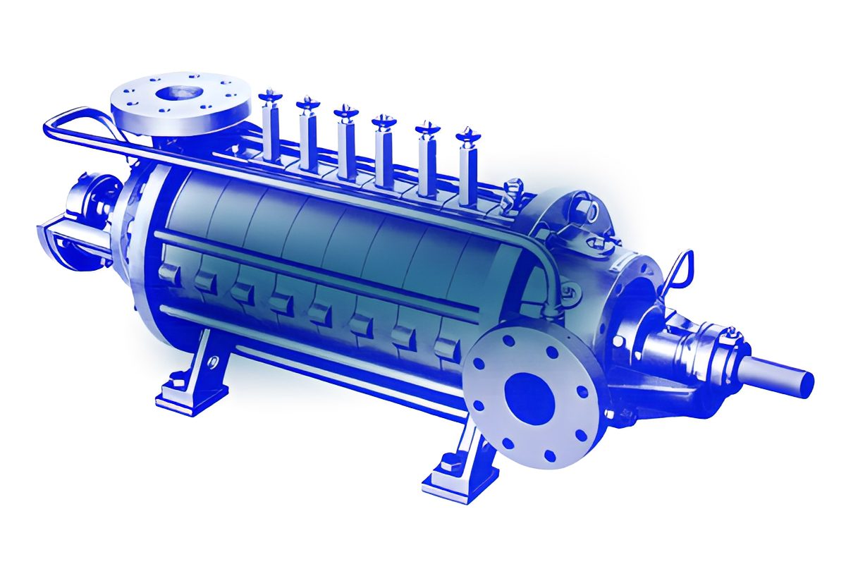 Blue-toned industrial pump system