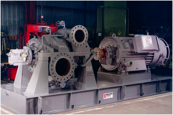 Large industrial pump and motor assembly